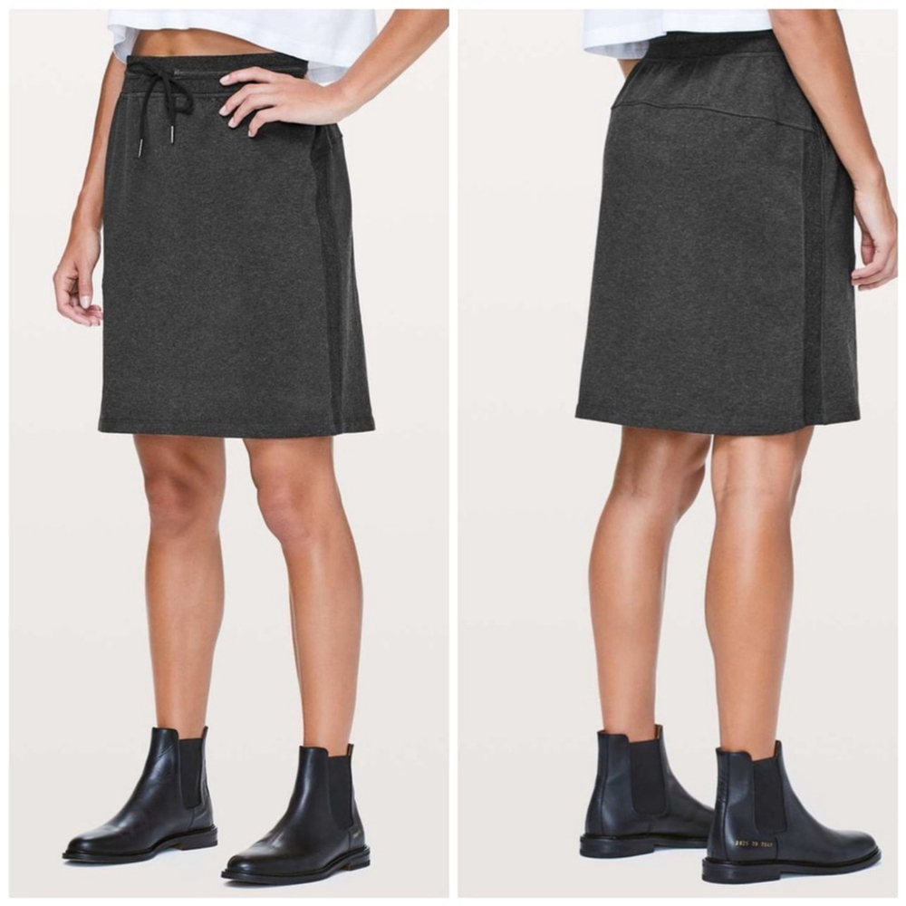 Lululemon Start Anew Skirt *21" Heathered Black Size 8 Office Travel Lightweight - Picture 2 of 11
